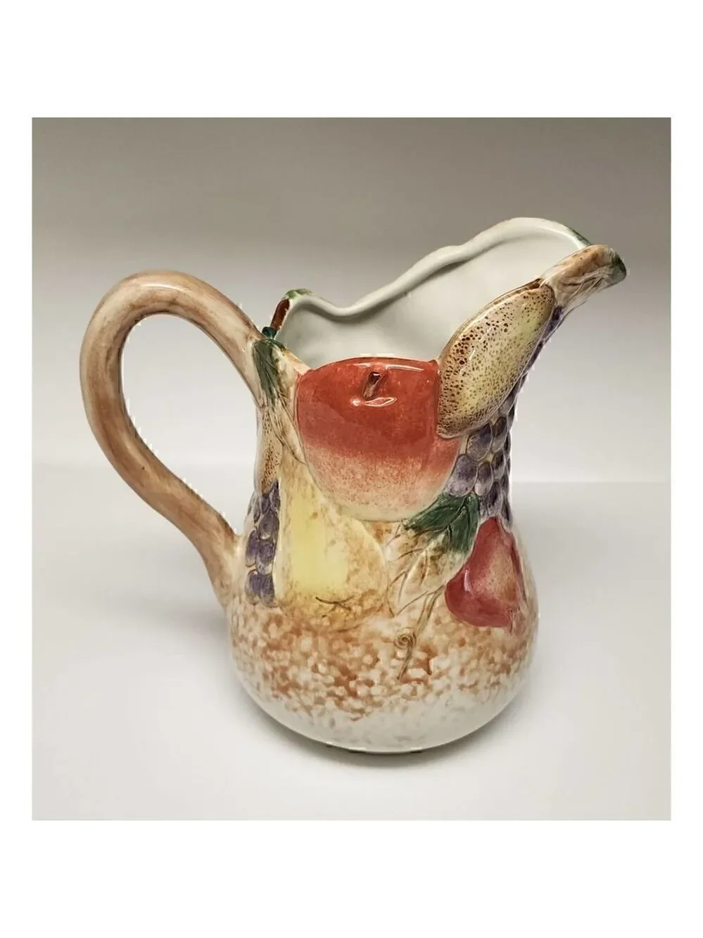 CBK, LTD Fruit Design Pitcher  2003 Hand Painted Decorative